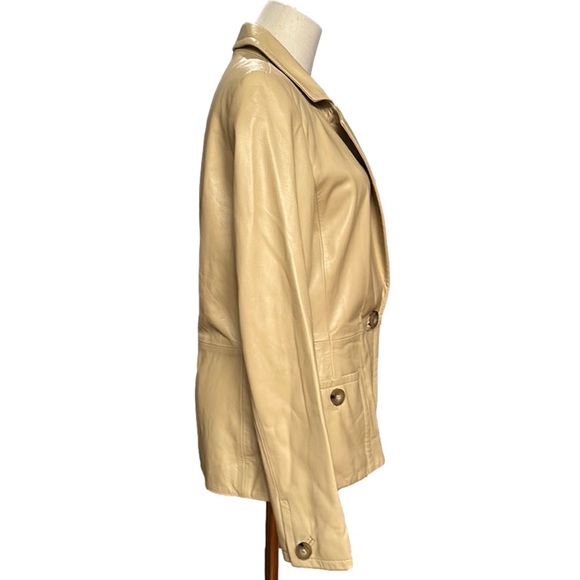Dana Buchman Lambskin Blazer Two Pockets Fully Lined Tan/Light Beige  6 - Picture 5 of 14